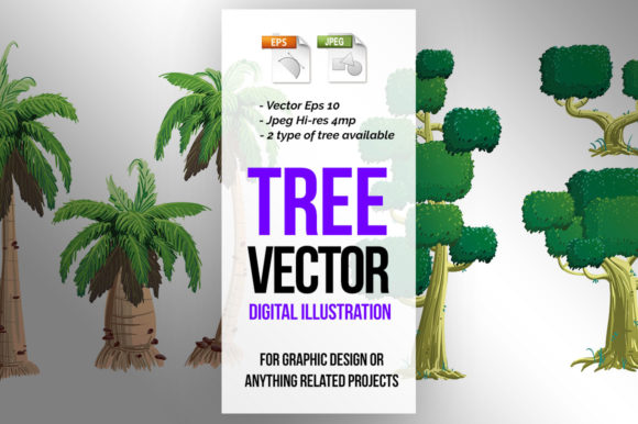 2 in 1 Tree Vector Illustrations for Creative Projects