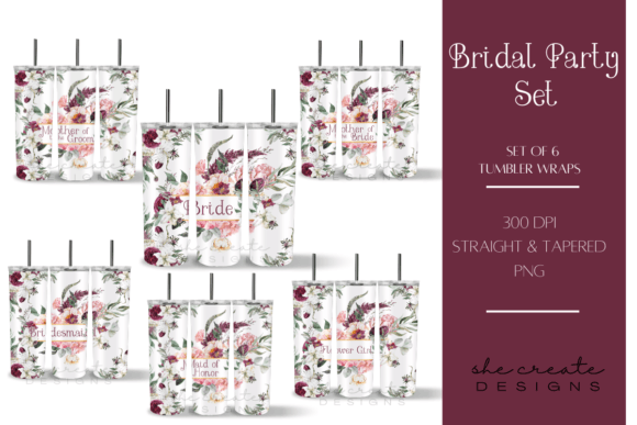 Bridal Party Tumbler Designs Set of 6: Elevating Wedding Customization