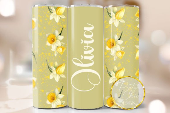 Custom Name Daffodils Tumbler Wrap PNG