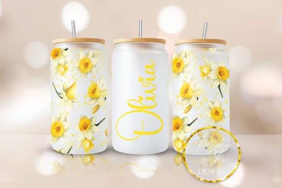 Custom Name Flowers Libbey Glass Can PNG Guide