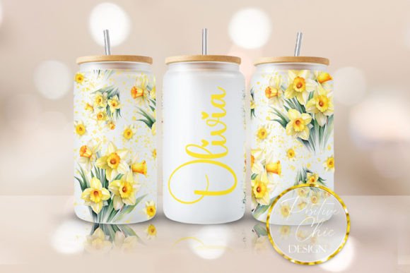 Custom Name Flowers Libbey Glass Cup PNG Guide
