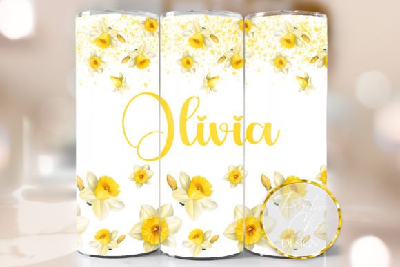 Daffodils Tumbler Wrap PNG Personalized