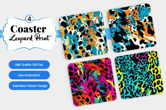 Leopard Coaster Digital Paper Designs