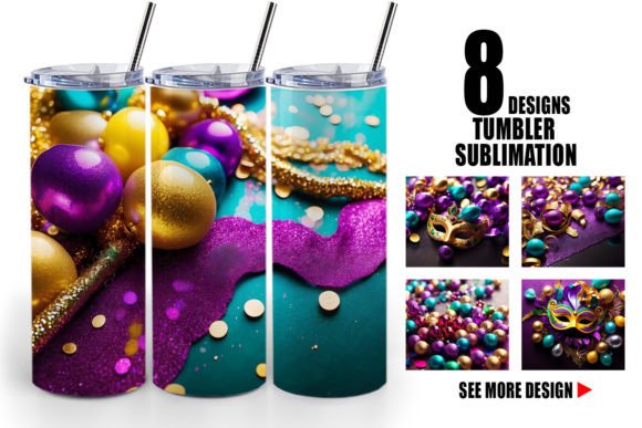 Tumbler Mardi Gras Glitter: Sublimation Design Guide