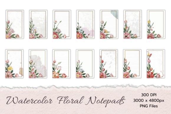 Watercolor Floral Notepad Design for Organized Creativity